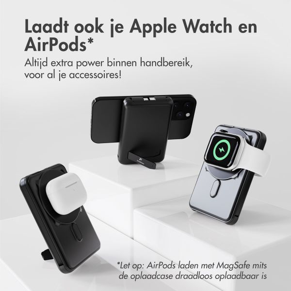 imoshion 4-in-1 MagSafe Powerbank met standaard 10.000 mAh - Power Delivery - iPhone / AirPods / Apple Watch - Zwart