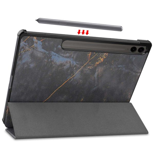 imoshion Design Trifold Bookcase Samsung Galaxy Tab S10 Plus / Tab S9 FE Plus / Tab S9 Plus - Black Marble