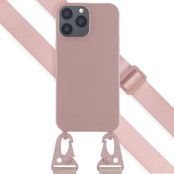 Selencia Siliconen hoesje met afneembaar koord iPhone 13 Pro Max - Sand Pink