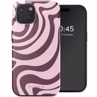 Selencia Vivid Tough Backcover met MagSafe Apple iPhone 15 - Wavy Swirl Pink Plum