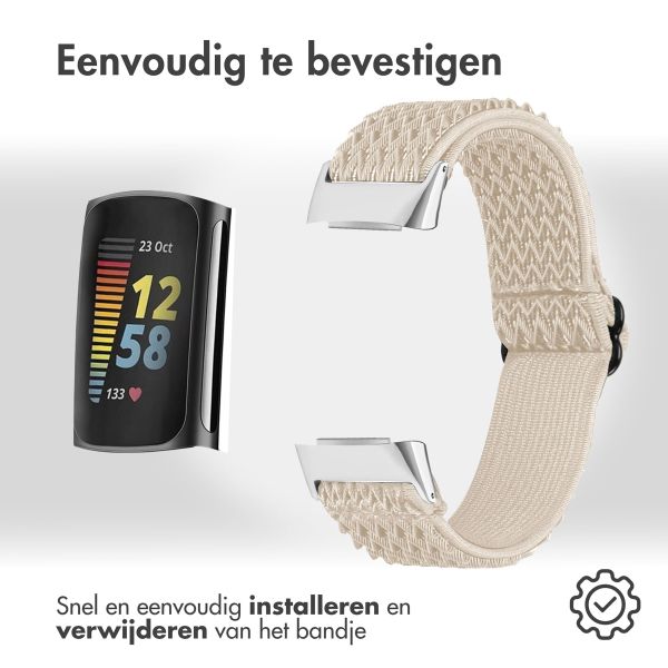 imoshion Elastisch nylonbandje Fitbit Charge 5 - Beige