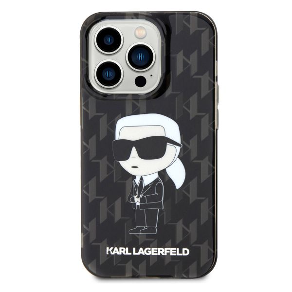 Karl Lagerfeld Hardcase Backcover Monogram iPhone 15 Pro - Zwart