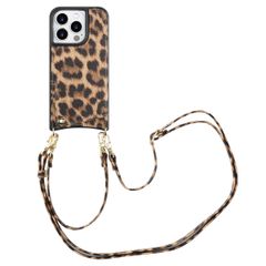 Selencia Nova Telefoonhoes met Koord en Pashouder Apple iPhone 15 Pro - Leopard
