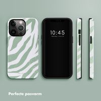 Selencia Vivid Tough Backcover iPhone 13 Pro - Colorful Zebra Sage Green