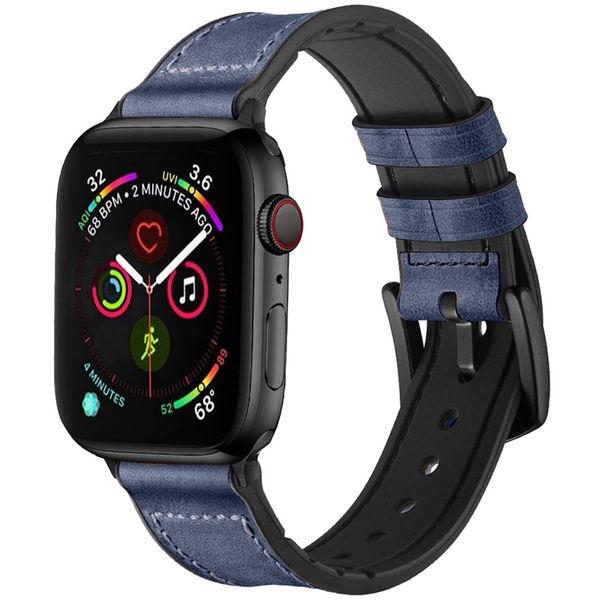 imoshion Echt lederen bandje Apple Watch Series 1 t/m 10 / SE / Ultra (2) (44/45/46/49 mm) - Blauw