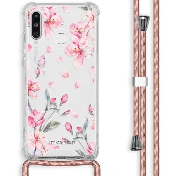 imoshion Design hoesje met koord Huawei P30 Lite - Bloem - Roze