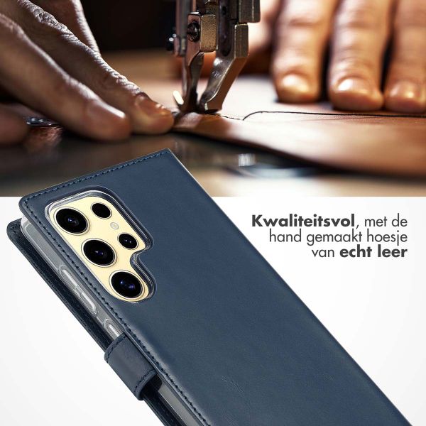 Selencia Echt Leren Bookcase Samsung Galaxy S25 Ultra - Blauw