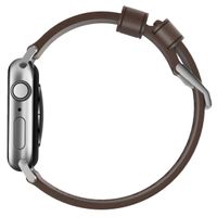 Nomad Modern Band van leder Apple Watch Series 1 t/m 9 / SE (38/40/41 mm) | Series 10 / 11 (42 mm) - Brown / Silver