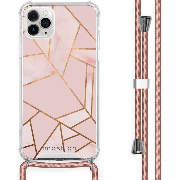 imoshion Design hoesje met koord iPhone 11 Pro Max - Grafisch Koper - Roze / Goud