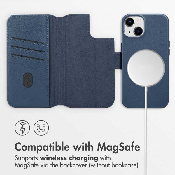 Accezz 2-in-1 Leather Bookcase with MagSafe Apple iPhone 14 - Nightfall Blue