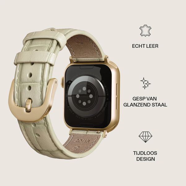 Burga Genuine Leather Band Apple Watch Series 1 - 9 / SE (38/40/41 mm) | Series 10 / 11 (42 mm) - Buttermelt / Gold