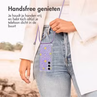 imoshion Design hoesje met koord Samsung Galaxy S24 - Tropical Violet Flowers Connect