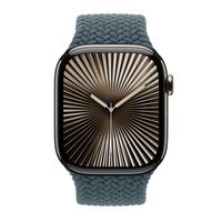 Apple Gevlochten solobandje Apple Watch Series 1 - 9 / SE (38/40/41 mm) | Series 10 / 11 (42 mm) - Maat 4 - Lake Green