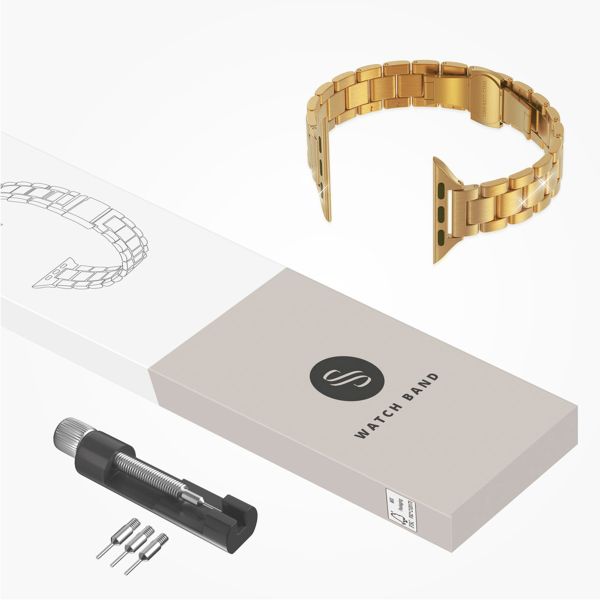 Selencia Slim Steel schakelbandje Apple Watch Series 1 t/m 9 / SE (38/40/41 mm) | Series 10 / 11 (42 mm) - Goud