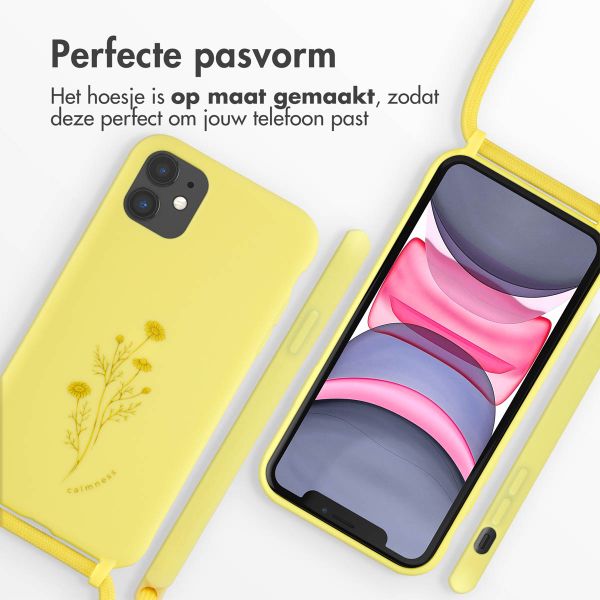 imoshion Siliconen design hoesje met koord iPhone 11 - Flower Yellow