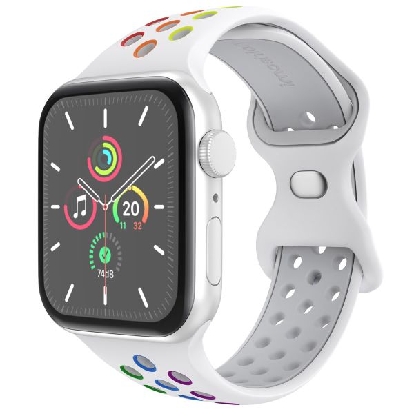 imoshion Siliconen Sport⁺ bandje Apple Watch Series 1 - 11 / SE / Ultra (44/45/46/49 mm) - Maat M/L - White Rainbow
