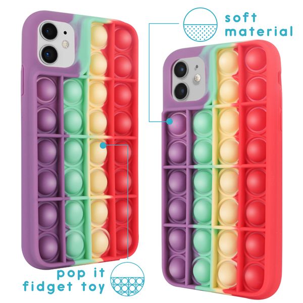 imoshion Pop It Fidget Toy - Pop It hoesje iPhone 12 (Pro) - Rainbow