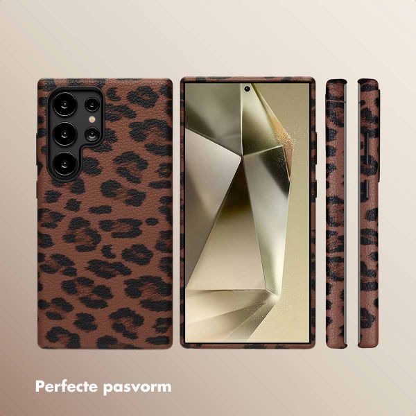 Selencia Sabi Backcover Panterprint met MagSafe Samsung Galaxy S24 Ultra - Mocha Brown
