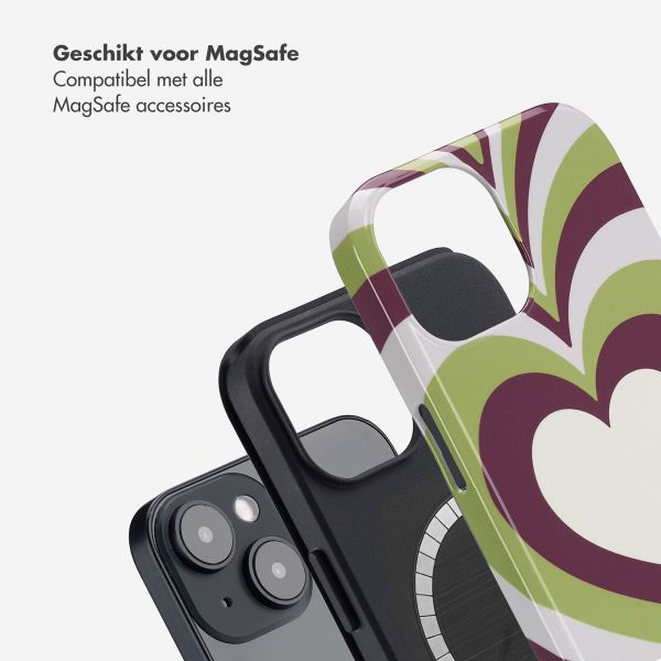 Selencia Vivid Tough Backcover met MagSafe iPhone 14 - Double Hearts Plum Fern