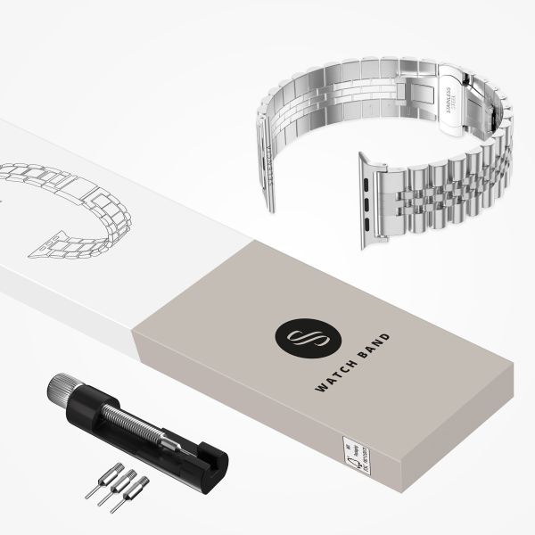 Selencia Jubilee stalen bandje Apple Watch | 44/45/46/49 mm - Zilver