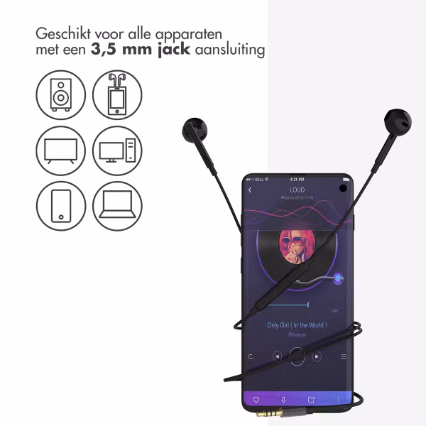 Accezz Oordopjes - Bedrade oordopjes - AUX / 3,5 mm Jack aansluiting - Zwart