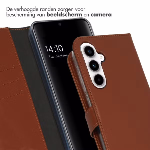 Selencia Echt Leren Bookcase Samsung Galaxy A55 - Lichtbruin