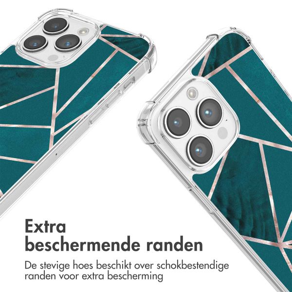 imoshion Design hoesje met koord iPhone 14 Pro Max - Petrol Green Graphic