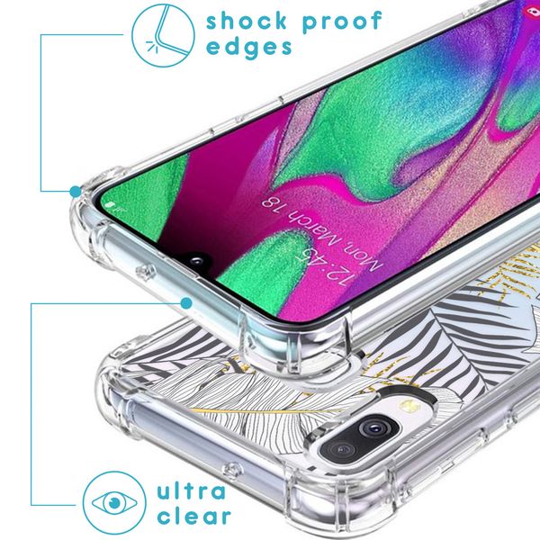 imoshion Design hoesje met koord Samsung Galaxy A40 - Bladeren - Zwart / Goud