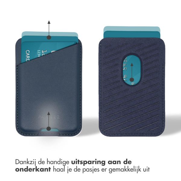 Accezz Leren Kaarthouder - Geschikt voor MagSafe en Qi2 - Nightfall Blue