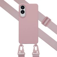 Selencia Siliconen hoesje met afneembaar koord Samsung Galaxy S25 Edge - Sand Pink