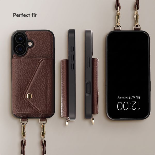 Selencia Sera Phone Case with Cord and Envelope Card Holder Apple iPhone 17 - Chocolate Brown