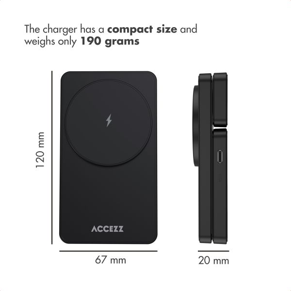Accezz 3-in-1 Foldable Wireless MagSafe Charger - 20W - Black