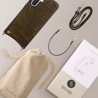 Selencia Nova Croco Telefoonhoes met Koord en Pashouder Samsung Galaxy A36 - Dark Olive