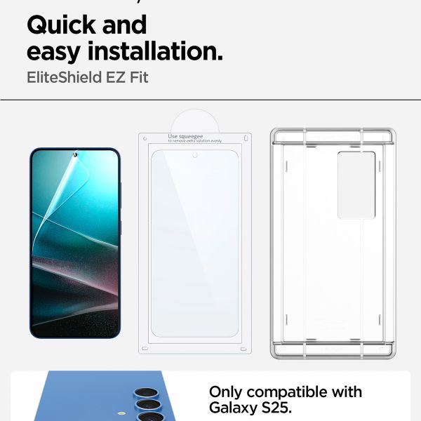 Spigen EliteShield EZ Fit met installatietray - 1 pack Samsung Galaxy S25