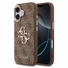 Guess 4G Metal Logo Backcover Apple iPhone 17 - Gold Edge - Brown