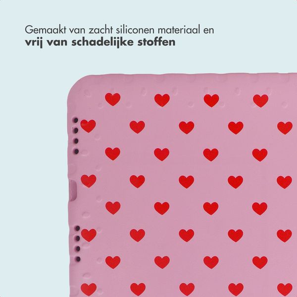 imoshion Kidsproof Design Backcover met handvat Apple iPad 11 (2025) 11 inch A16 / iPad 10 (2022) 10.9 inch - Hartjes