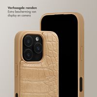 Selencia Nova Croco Telefoonhoes met Koord en Pashouder Apple iPhone 16 Pro - Toasted Almond