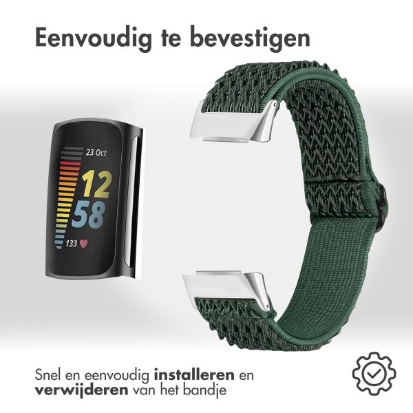 imoshion Elastisch nylon bandje Fitbit Charge 5 / Charge 6 - Groen