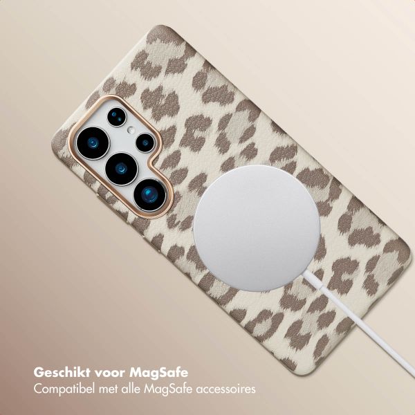 Selencia Sabi Backcover Panterprint met MagSafe Samsung Galaxy S25 Ultra - Soft Ivory