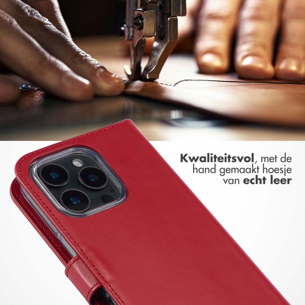 Selencia Echt Leren Bookcase Apple iPhone 16 Pro Max - Rood