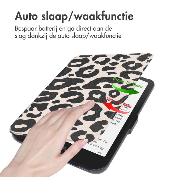 imoshion Design Slim Hard Case Bookcase Amazon Kindle Paperwhite (2024) / Paperwhite Signature Edition (2024) / Colorsoft (2024) / Colorsoft Signature Edition (2024) - Leopard