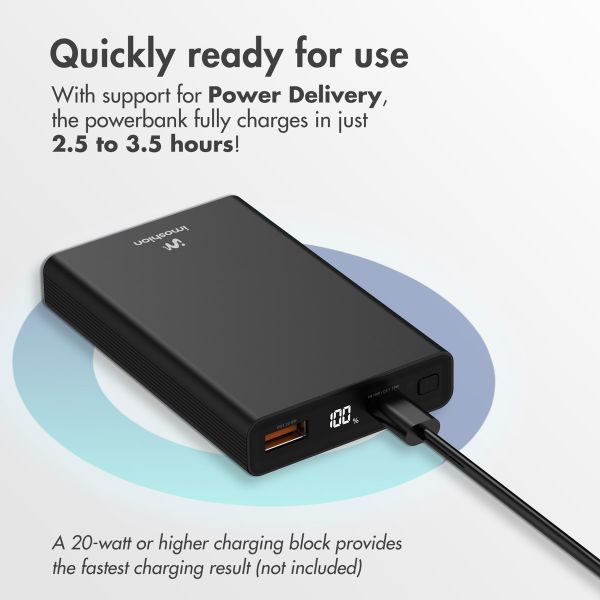 imoshion Ultra Series Aluminium Powerbank 10,000 mAh - Quick Charge and Power Delivery - Black