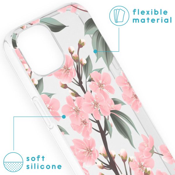 imoshion Design hoesje iPhone 13 - Bloem - Roze / Groen