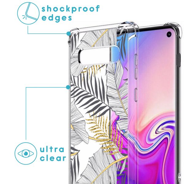 imoshion Design hoesje met koord Samsung Galaxy S10 Plus - Bladeren - Zwart / Goud