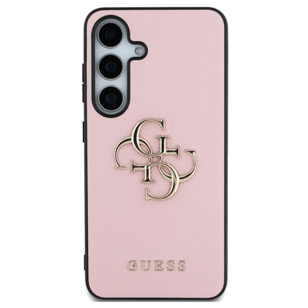 Guess 4G Metal Logo Saffiano Backcover Samsung Galaxy S25 - Roze