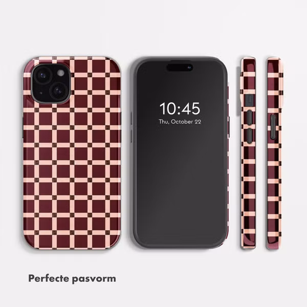 Selencia Vivid Backcover Apple iPhone 15 - Check This Burgundy