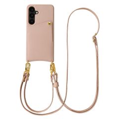 Selencia Nova Telefoonhoes met Koord en Pashouder Samsung Galaxy S25 / S24 - Dusty Rose