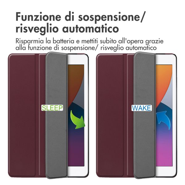 imoshion Trifold Bookcase Apple iPad 9 (2021) 10.2 inch / iPad 8 (2020) 10.2 inch / iPad 7 (2019) 10.2 inch - Bordeaux
