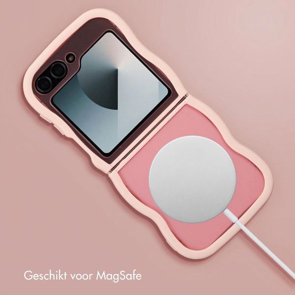 Selencia Wavy Backcover met MagSafe Samsung Galaxy Z Flip 6 / Flip 7 FE - Soft Pink