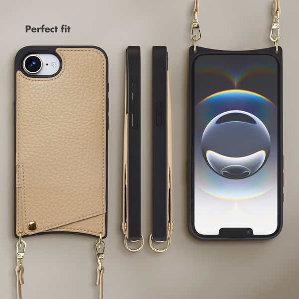 Selencia Nova Phone Case with Cord and Card Holder Apple iPhone 17e / 16e - Beige
